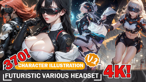 370 Various Anime Futuristic VR Headset Diverse Outfit Character Design Reference Art V2 4K