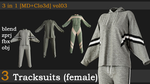 3 Tracksuits for women [zprj+fbx+obj+blend] vol03