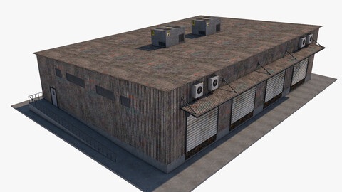 industrial building warehouse 3 Low-poly 3D model