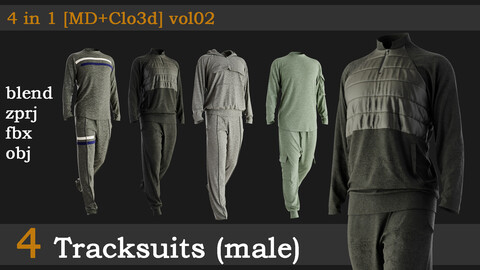 4 Tracksuits(male) [fbx+obj+zprj+blend] vol02