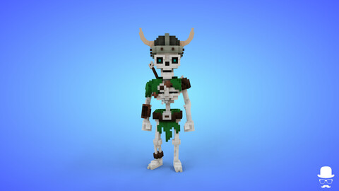 Voxel Skeleton Warrior 4 - 3D Fantasy Character Game Asset