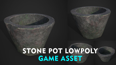 STONE POT LOW POLY GAME ASSET