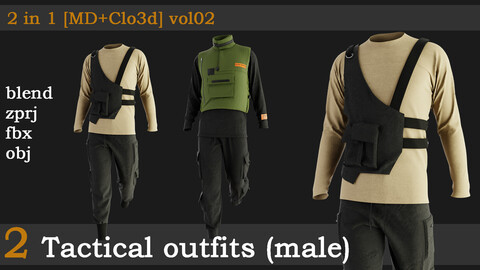 2 Tactical outfits(male) [fbx+obj+zprj+blend]vol02