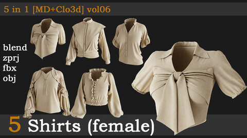 5 Shirts(female)[fbx+obj+zprj+blend]vol06