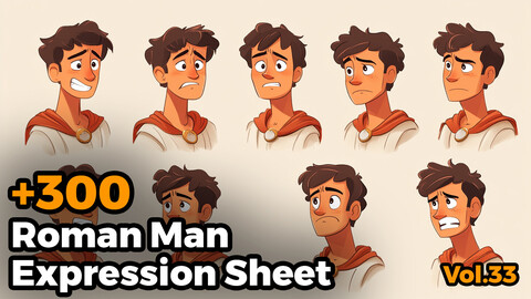 +300 Roman Man Expression Sheet(4k)