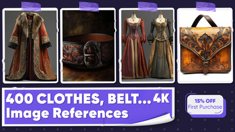 400 Clothes and Belt and Bag Image References - Vol 01