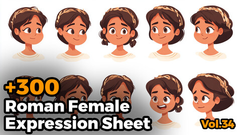 +300 Roman Female Expression Sheet(4k)