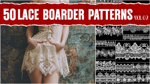 Lace Boarder VOL.02|4K PNG Seamless Lace Patterns