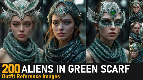 Alien Girl In Green Scarf|4K Reference Images