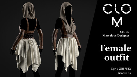 Female outfit / Marvelous Designer/Clo3D project file + OBJ, FBX