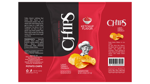 Flavor Trio Chips Packaging EPS: Cheese, Ketchup & Salt