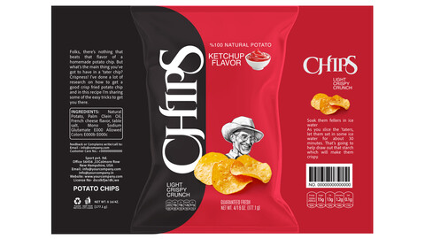 Bold Flavor Chips Packaging EPS: Cheese, Ketchup, Salt