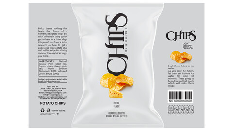 Silver Fusion Chips Packaging EPS: Cheese, Ketchup & Salt