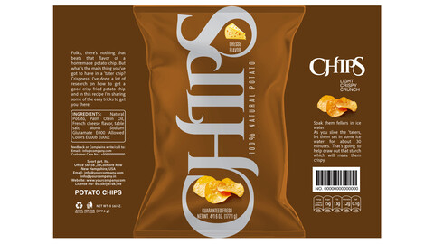 Flavor Trio Chips Packaging EPS: Cheese, Ketchup & Salt