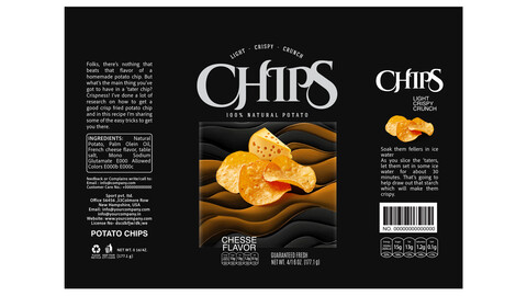 Bold Black Edition Chips Packaging EPS: Salt, Ketchup & Cheese