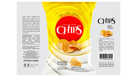 Vibrant Duo Chips Packaging EPS: Yellow & Red for Cheese, Ketchup & Salt