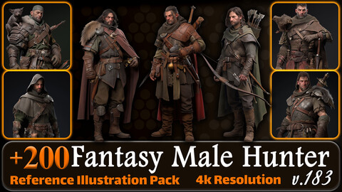 200 Fantasy Male Hunter Reference Pack | 4K | v.183