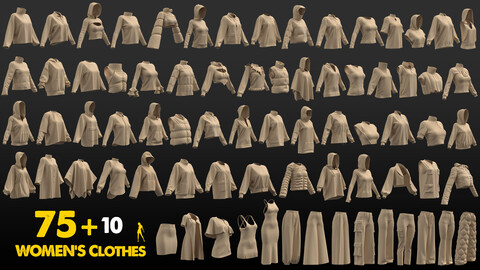 75+10 Women's Clothes . Marvelous / CLO Project file - OBJ - FBX