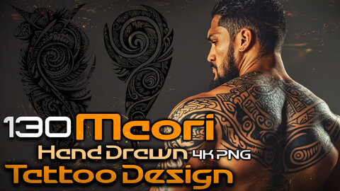 130 Maori Hand Drawn - Tattoo Design (PNG Files)-4K- High Quality