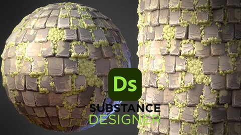 Stylized Mossy Tiles - Substance 3D Designer