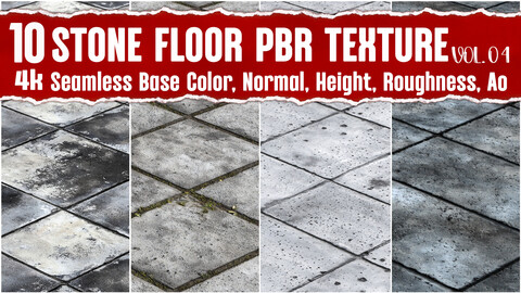 Stone Floor VOL.04|Seamless PNG PBR Textures