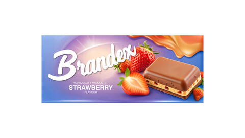 Brandex Milk Chocolate Strawberry Flavor – Sweet and Vibrant Packaging Design (EPS File)