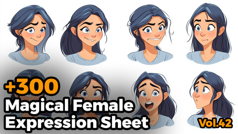 +300 Magical Female Expression sheet(4k)