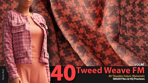 40 Tileable Tweed Weave Fabric Materials-VOL46 SBSAR