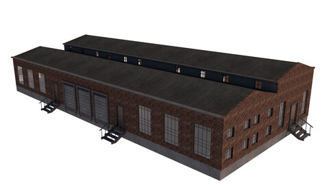 industrial building warehouse 6 3D model