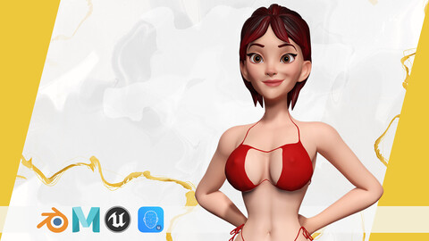 Cartoon Woman in Red Bikini girlfriend