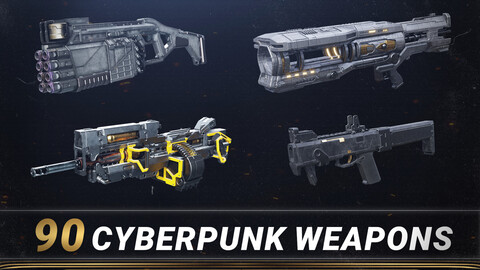 90 Cyberpunk Weapons - Game Ready