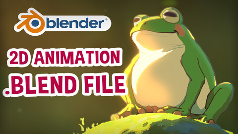 Ghibli-style frog animation - Blender animation source file