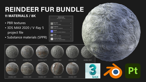 Reindeer Fur Bundle - 11 Materials / 8K (Free Sample)