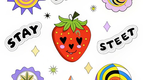 Cheerful Garden Sticker Patch – Bright and Playful Design for All Projects