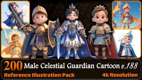 200 Male Celestial Guardian Cartoon (Full Body) Reference Pack | 4K | v.188