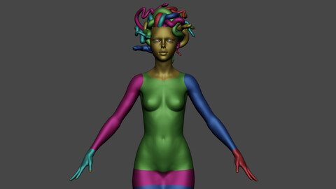 Medusa Female High, Mid and Lowpoly Basemesh