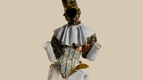 Clown garment with corset and bows 3D model