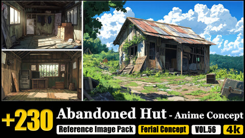 230 Abandoned Hut - Anime Concept Reference Image Pack v.56 |4K|