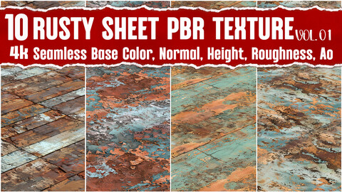 Rusty sheet PBR Texture VOL.01| Seamless PNG PBR Textures