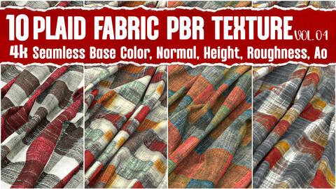 Plaid Fabric VOL.04|Seamless PNG PBR Textures