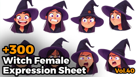 +300 Witch Female Expression Sheet(4k)