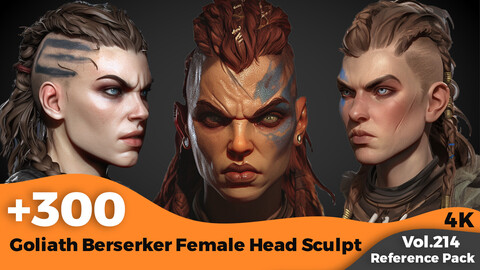 +300 Goliath Berserker Female Head Sculpt Reference(4k)