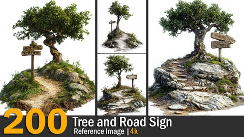 Tree and Road Sign | Reference Images | 4k