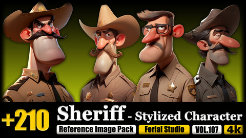 210 Sheriff - Stylized Character Reference Image Pack v.107 |4K|