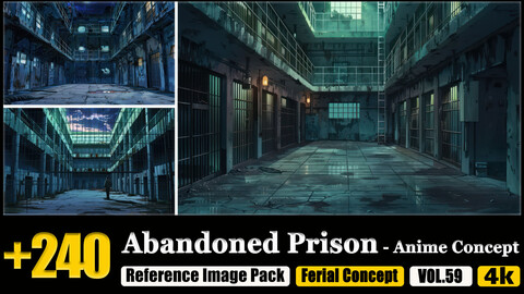 240 Abandoned Prison - Anime Concept Reference Image Pack v.59 |4K|