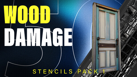 50 Wood Damage Stencils Pack 1