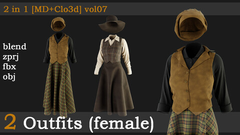 2 Outfits(female)[zprj+fbx+obj+blend]vol07