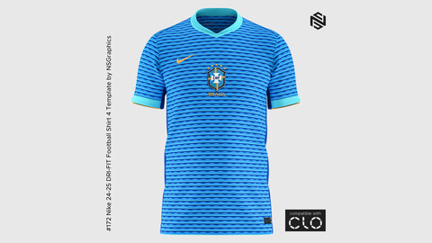 Nike 24-25 DRI-FIT Football Shirt 4 for CLO 3D & Marvelous Designer