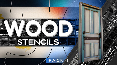 50 Wood Damage Stencils Pack 1