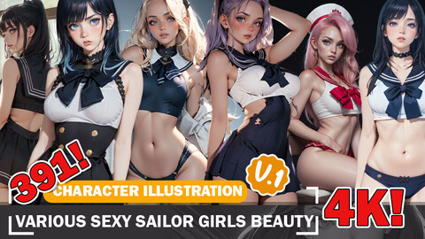 391 Various Anime Sexy Sailor Girls Beauty Diverse Outfit Character Design Reference Art V1 4K